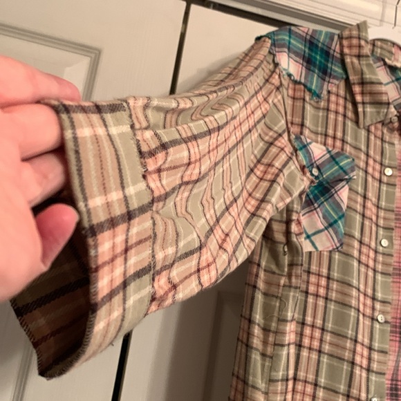 Pol, patchwork flannel button down shirt, size medium, NWOT - Picture 7 of 11